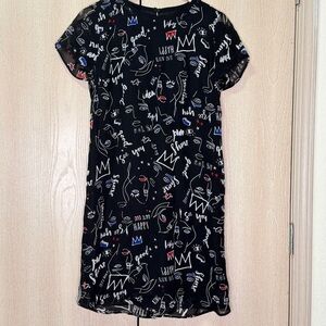 IKKS Women Black Graffiti Positive Vibes Print Dress